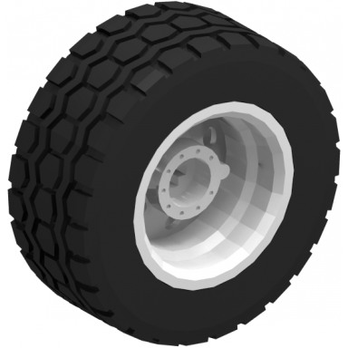white wheel 30.4mm d x 20mm with no pin holes and reinforced rim with black tire 49.5 x 20 56145 15413