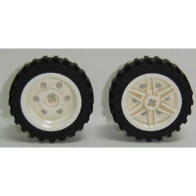 white wheel 30mm d x 14mm with black tire 43.2 x 14 offset tread 56904 56898
