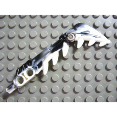 white bionicle weapon sword with teeth with marbled black pattern