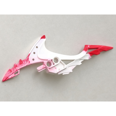 white bionicle weapon shark tooth blade with marbled red pattern