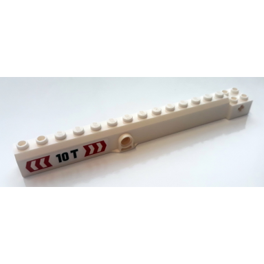 white crane arm outside wide with pin hole at mid-point with black 10t and red and white arrows pattern on both sides stickers - set 60233
