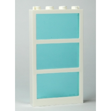 white window 1 x 4 x 6 with 3 panes with trans-light blue glass 57894 57895