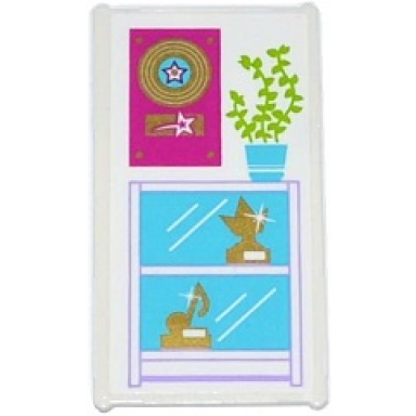 white glass for window 1 x 4 x 6 with gold vinyl record on plaque plant and trophy cabinet pattern sticker - set 41103