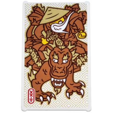 white glass for window 1 x 4 x 6 with sensei wu riding medium nougat and tan dragon and red ninjago logogram art pattern sticker - set 71799