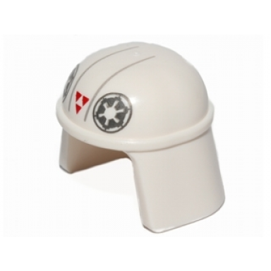 white minifigure headgear helmet sw imperial pilot with imperial logo and three red triangles pattern at-dp pilot