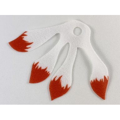 white minifigure cape cloth 4 long fox tails with red brushes pattern