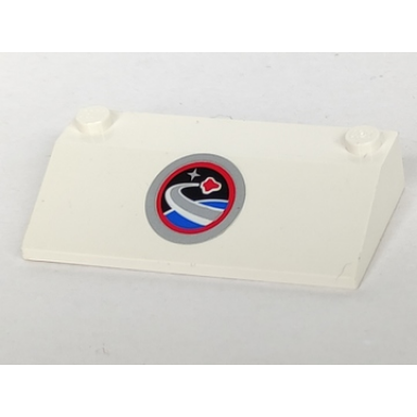 white slope 33 3 x 6 without inner walls with space center logo pattern sticker - set 3366