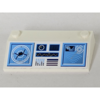 white slope 33 3 x 6 without inner walls with computer and radar pattern sticker - set 6869