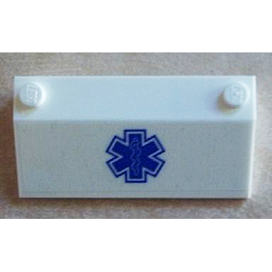 white slope 33 3 x 6 without inner walls with blue emt star of life pattern on transparent background sticker - set 60023
