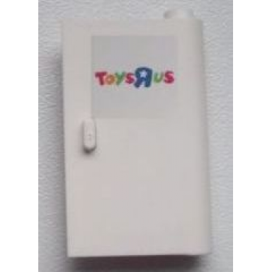 white door 1 x 3 x 4 right - open between top and bottom hinge with toys r us logo pattern sticker - set 7848