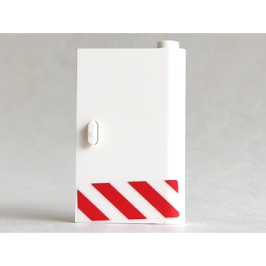 white door 1 x 3 x 4 right - open between top and bottom hinge with red danger stripes pattern sticker - set 60023