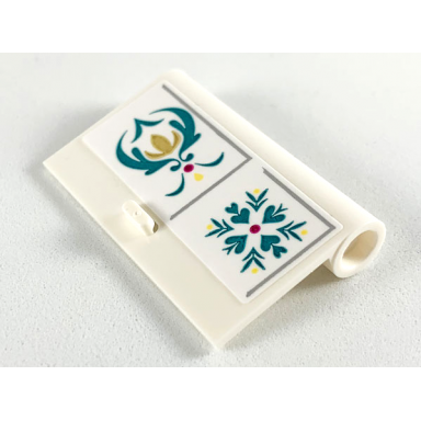 white door 1 x 3 x 4 right - open between top and bottom hinge with ornate arendelle crest flower pattern sticker - set 41167