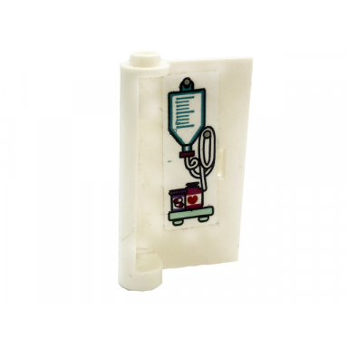 white door 1 x 3 x 4 right - open between top and bottom hinge with intravenous drip and bottles on shelf pattern on inside sticker - set 41318