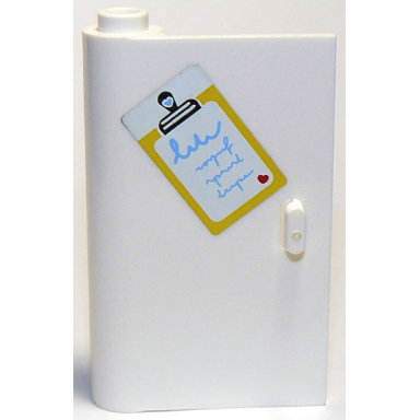 white door 1 x 3 x 4 left - open between top and bottom hinge with clipboard pattern sticker - set 3315