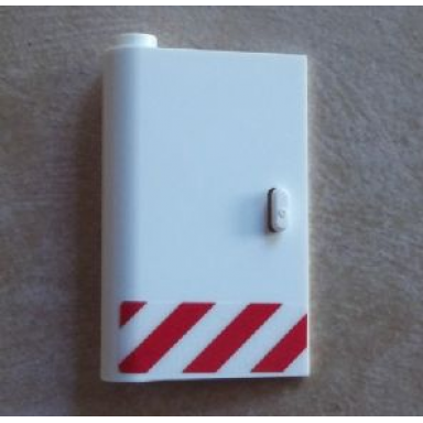 white door 1 x 3 x 4 left - open between top and bottom hinge with red danger stripes pattern sticker - set 60023