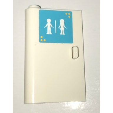 white door 1 x 3 x 4 left - open between top and bottom hinge with male and female friends silhouettes unisex restroom pattern sticker - set 41109