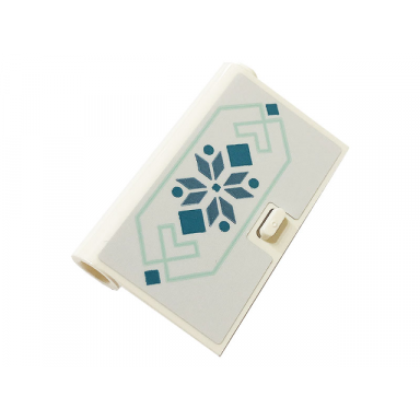 white door 1 x 3 x 4 left - open between top and bottom hinge with metallic light blue snowflake squares and lines pattern sticker - set 43197