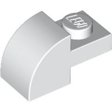 white slope curved 2 x 1 with recessed stud
