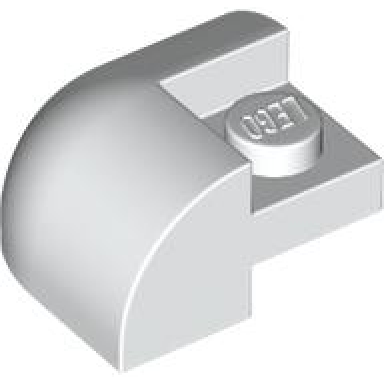 white slope curved 2 x 2 corner round with recessed stud