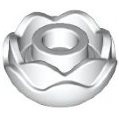white plant flower round with 2 layers peony rose with open stud and small pin hole