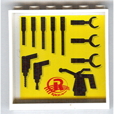 white panel 1 x 6 x 5 with tools pattern 1 on inside sticker - set 8161