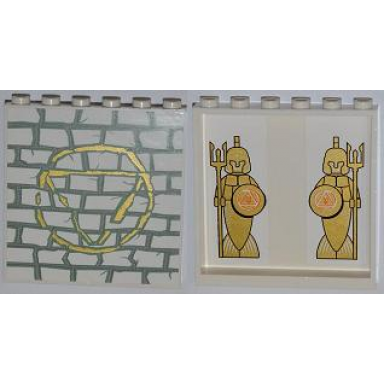 white panel 1 x 6 x 5 with 2 mermen on inside and stone wall on outside pattern stickers - set 7985