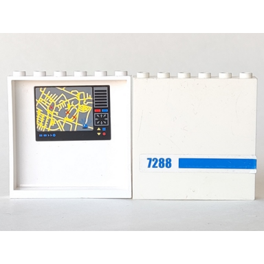 white panel 1 x 6 x 5 with street map on inside and blue 7288 and stripe on outside pattern stickers - set 7288