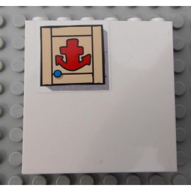 white panel 1 x 6 x 5 with red anchor pattern sticker - set 3832