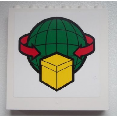 white panel 1 x 6 x 5 with box and arrows and globe pattern sticker - set 60020