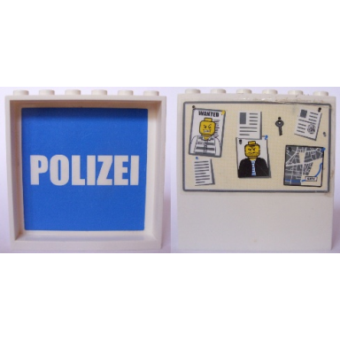 white panel 1 x 6 x 5 with white polizei on blue background inside and bulletin board on outside pattern stickers - set 7744
