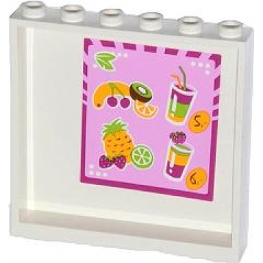 white panel 1 x 6 x 5 with fruits drinks and prices pattern on inside sticker - set 41035