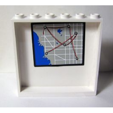 white panel 1 x 6 x 5 with map street pattern on inside sticker - set 60044