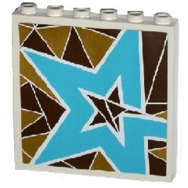 white panel 1 x 6 x 5 with silver and gold triangle mosaic and medium azure star pattern model right side sticker - set 41106