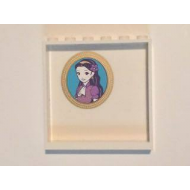 white panel 1 x 6 x 5 with oval gold framed portrait with girl pattern on inside sticker - set 41101