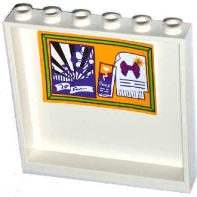 white panel 1 x 6 x 5 with bulletin board with fun fair poster pamphlet and bow tie ad on inside pattern sticker - set 41118