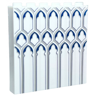 white panel 1 x 6 x 5 with light bluish gray ironwork pattern