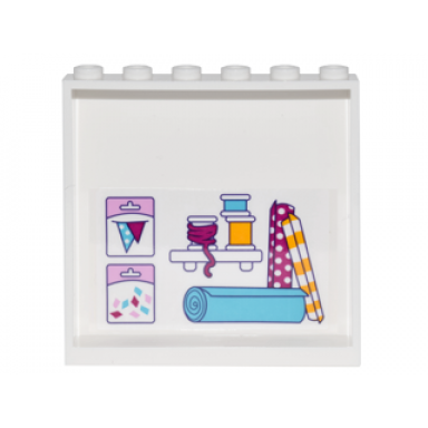 white panel 1 x 6 x 5 with 2 clipboards shelf with 3 ribbon spools and 3 rolls of wrapping paper on inside pattern sticker - set 41132