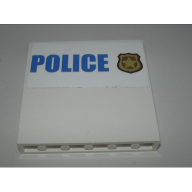white panel 1 x 6 x 5 with blue police on white background and gold police badge pattern sticker - set 60139