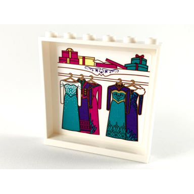 white panel 1 x 6 x 5 with elsas wardrobe pattern sticker - set 41167