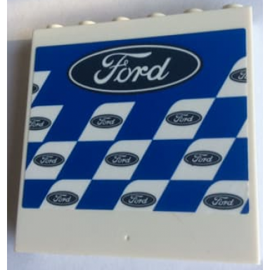 white panel 1 x 6 x 5 with ford large and small logos pattern sticker - set 75881