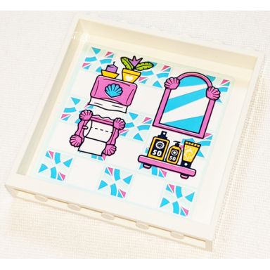 white panel 1 x 6 x 5 with paper towels toilet paper roll mirror and sunscreens on shelf pattern on inside sticker - set 41347