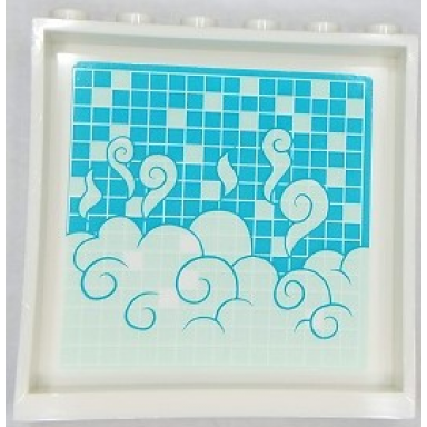 white panel 1 x 6 x 5 with light aqua steam and medium azure tiles pattern on inside sticker - set 41430