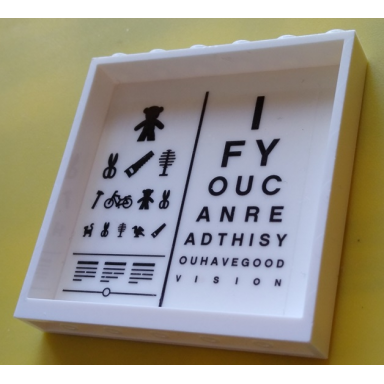 white panel 1 x 6 x 5 with eye test chart pattern on inside sticker - set 60204