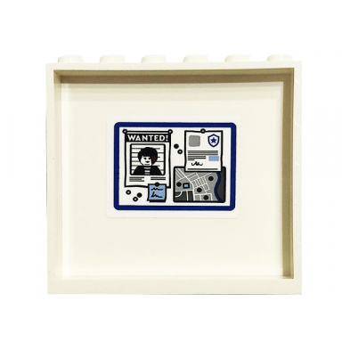 white panel 1 x 6 x 5 with notice board with map notes and wanted poster pattern on inside sticker - set 60316