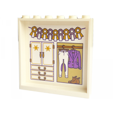 white panel 1 x 6 x 5 with gold and bright pink bows and wardrobe with medium lavender jacket white riding breeches and boots pattern sticker - set 43195