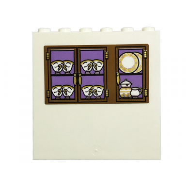 white panel 1 x 6 x 5 with gold and white teacups plates and teapot in cabinet pattern sticker - set 43196
