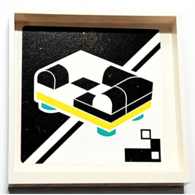 white panel 1 x 6 x 5 with furniture shop poster with black yellow and dark turquoise armchair pattern sticker - set 41732