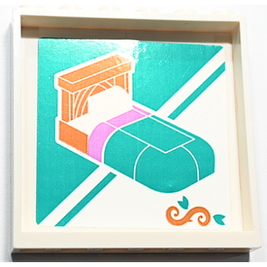 white panel 1 x 6 x 5 with furniture shop poster with dark turquoise medium lavender and medium nougat bed pattern sticker - set 41732