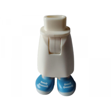 white mini doll hips and skirt long with molded light nougat legs and printed medium blue shoes with white soles and laces pattern - thick hinge