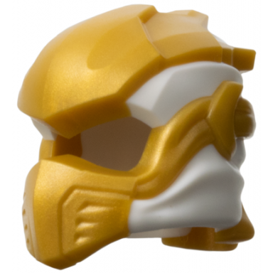 white minifigure headgear ninjago wrap type 10 with molded pearl gold armor wraps and knot pattern